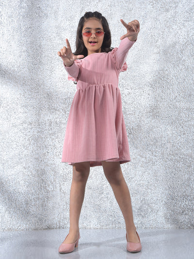 Pink Jacquard A-Line Dress