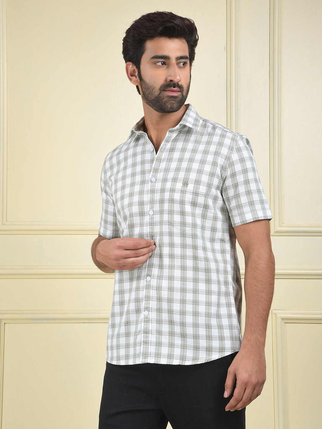 Green Checked 100% Cotton Shirt