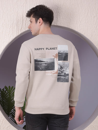 Beige Graphic Print Sweatshirt