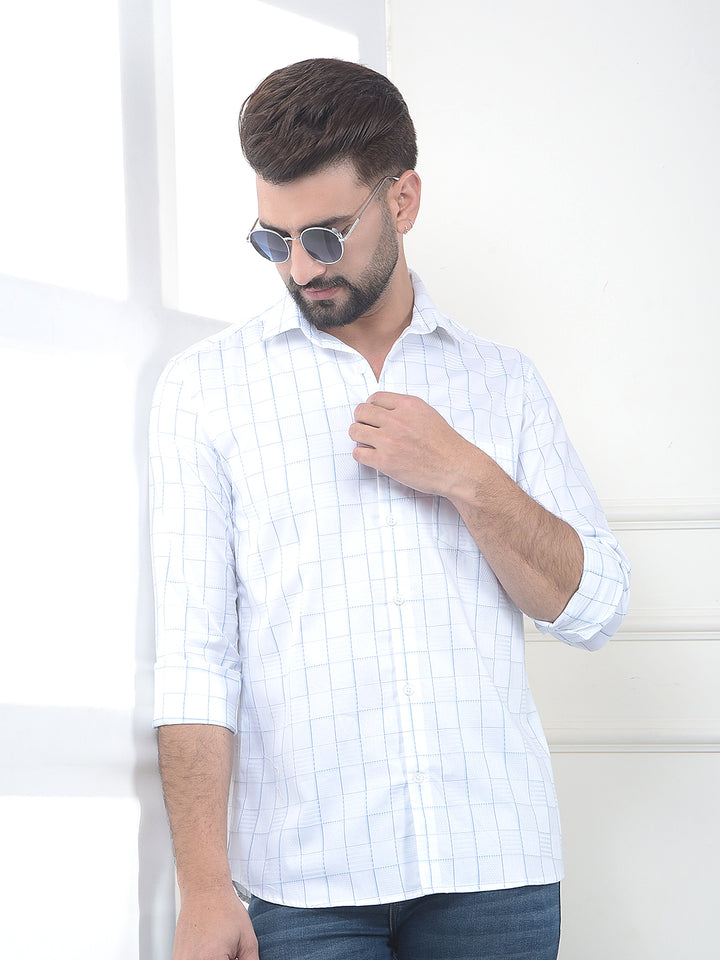 Blue Checked 100% Cotton Shirt