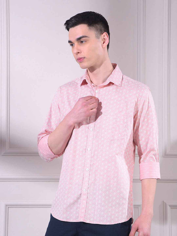 Peach Floral Print Shirt