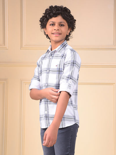 Grey Checked 100% Cotton Corduory Shirt