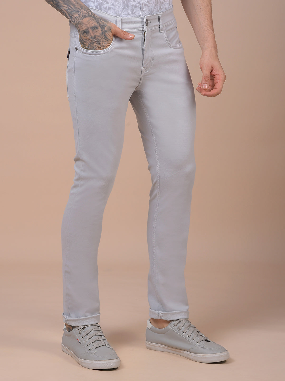 Chic Grey Jeans-Men Jeans-Crimsoune Club