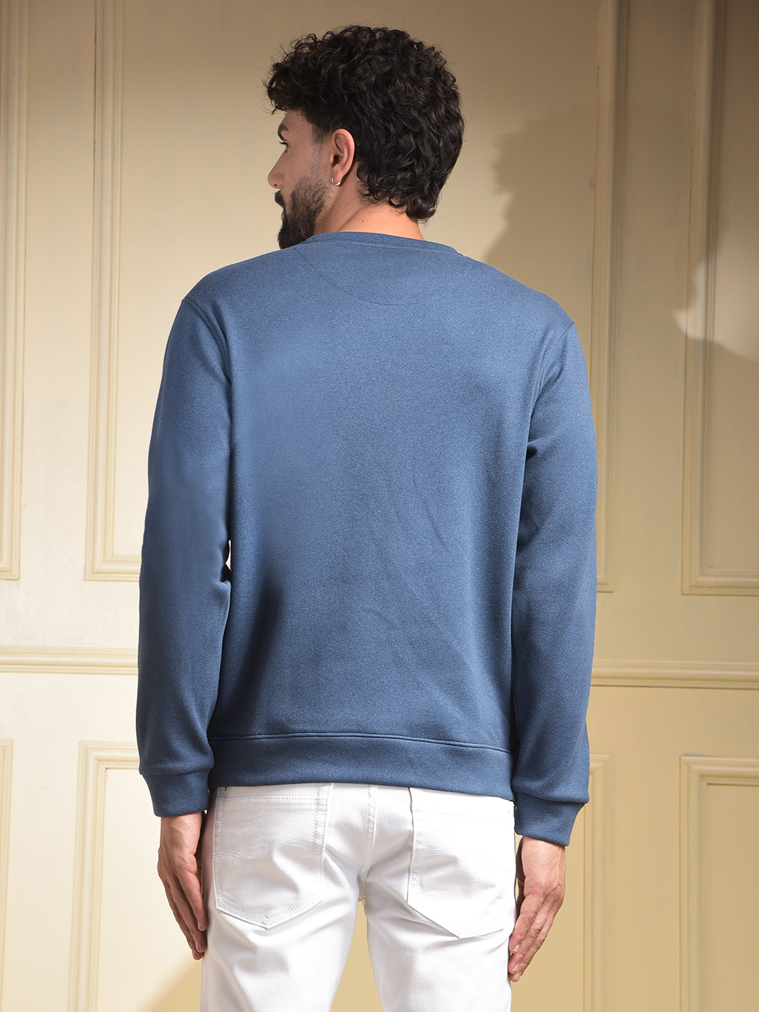 Geometric Embroidered Blue Sweatshirt