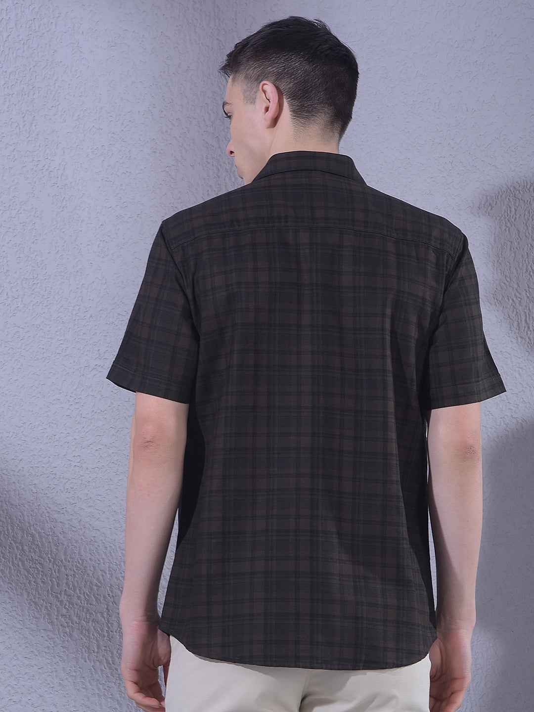 Brown 100% Cotton Checked Shirt
