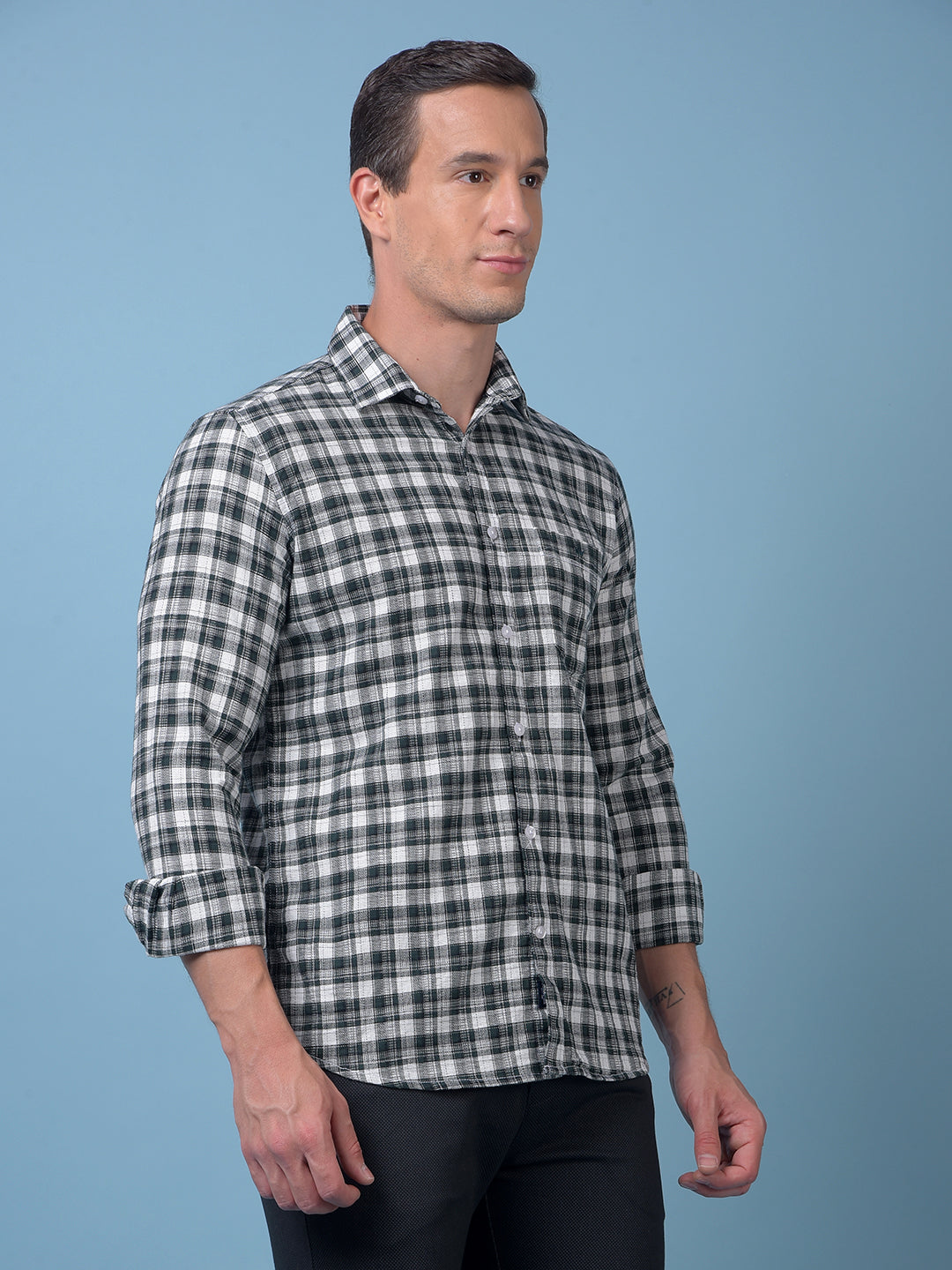 Green Checked 100% Cotton Shirt