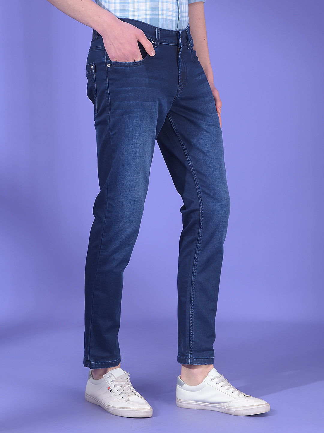 Dark Blue Stretch Straight Jeans