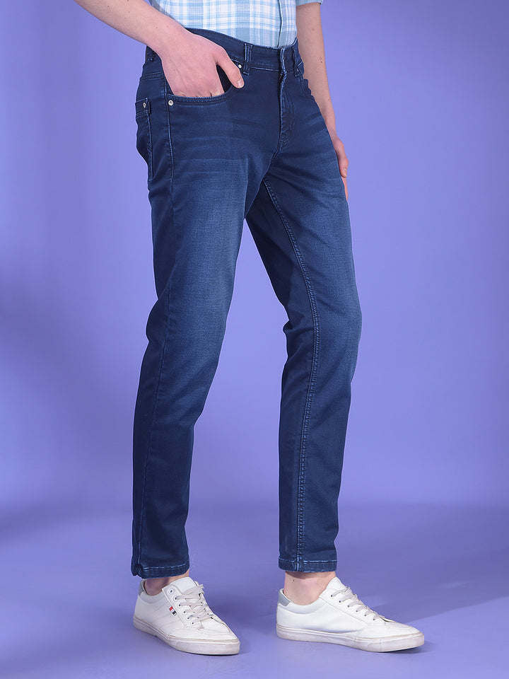 Dark Blue Stretch Straight Jeans