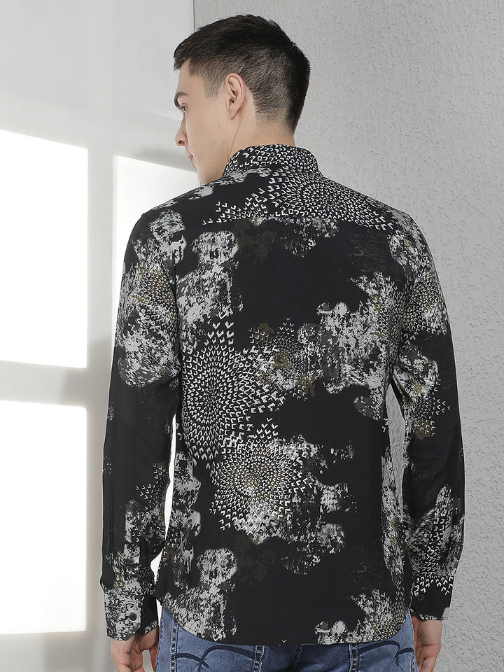Black Printed Modal Shirt