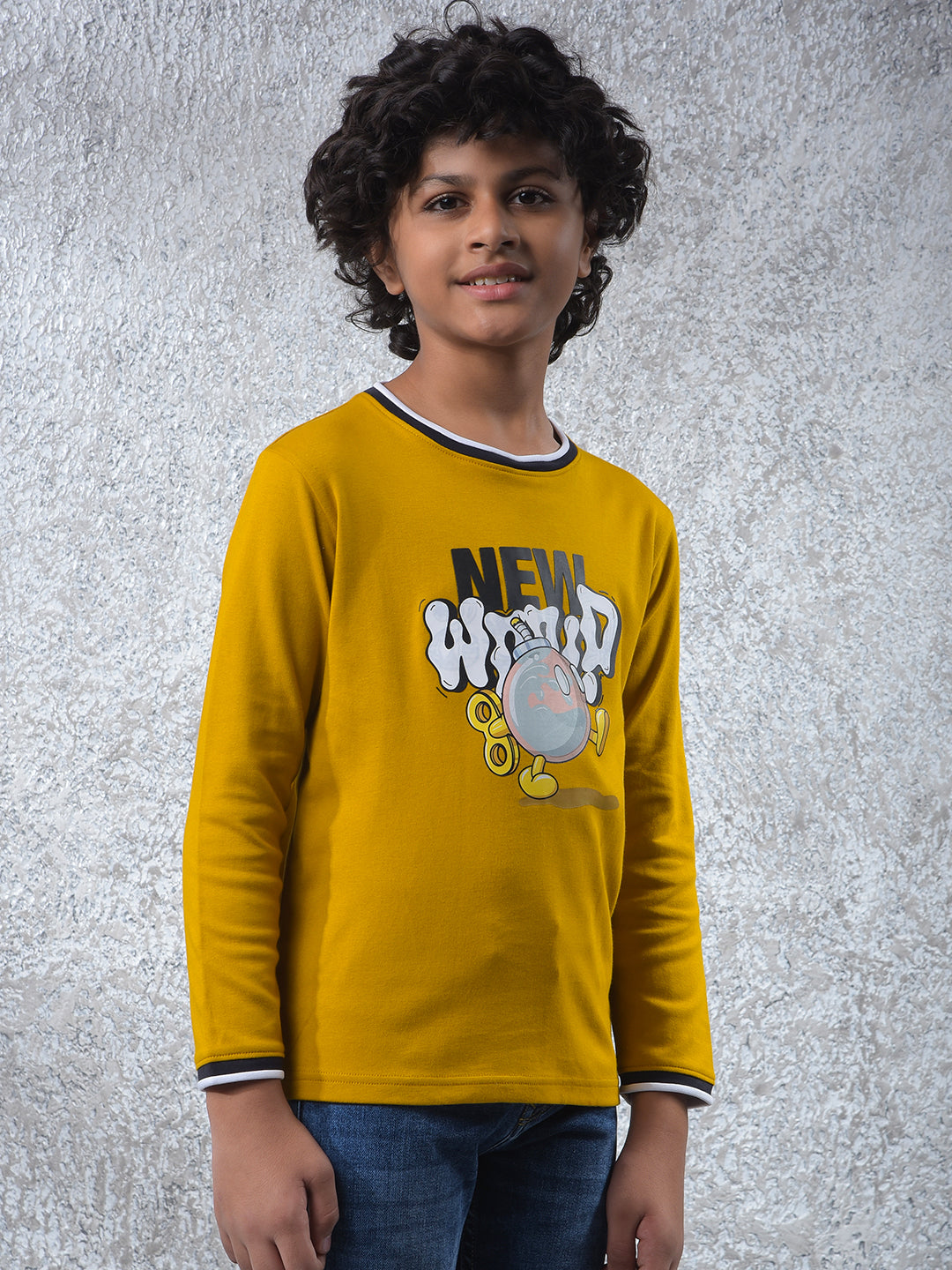 Yellow Typographic Print 100% Cotton T-Shirt