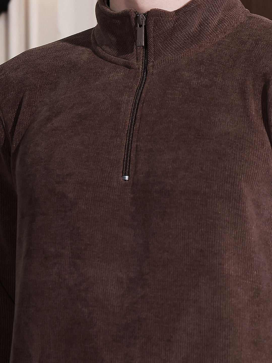 Brown High Neck Sweatshirt