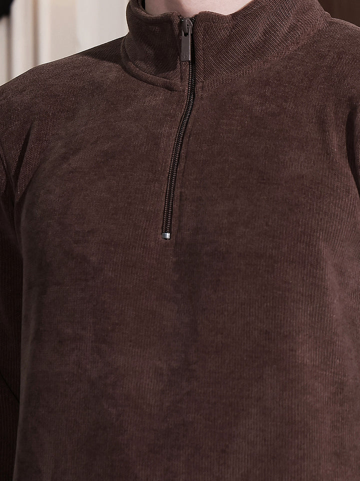 Brown High Neck Sweatshirt