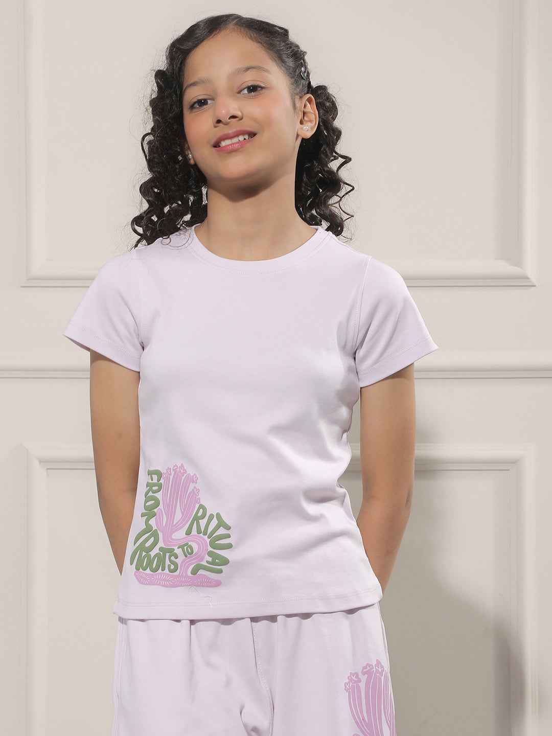 Purple Typographic Print T-Shirt