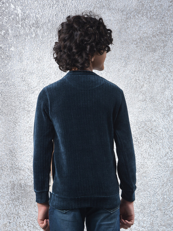 Navy Blue Color-Block Sweatshirt