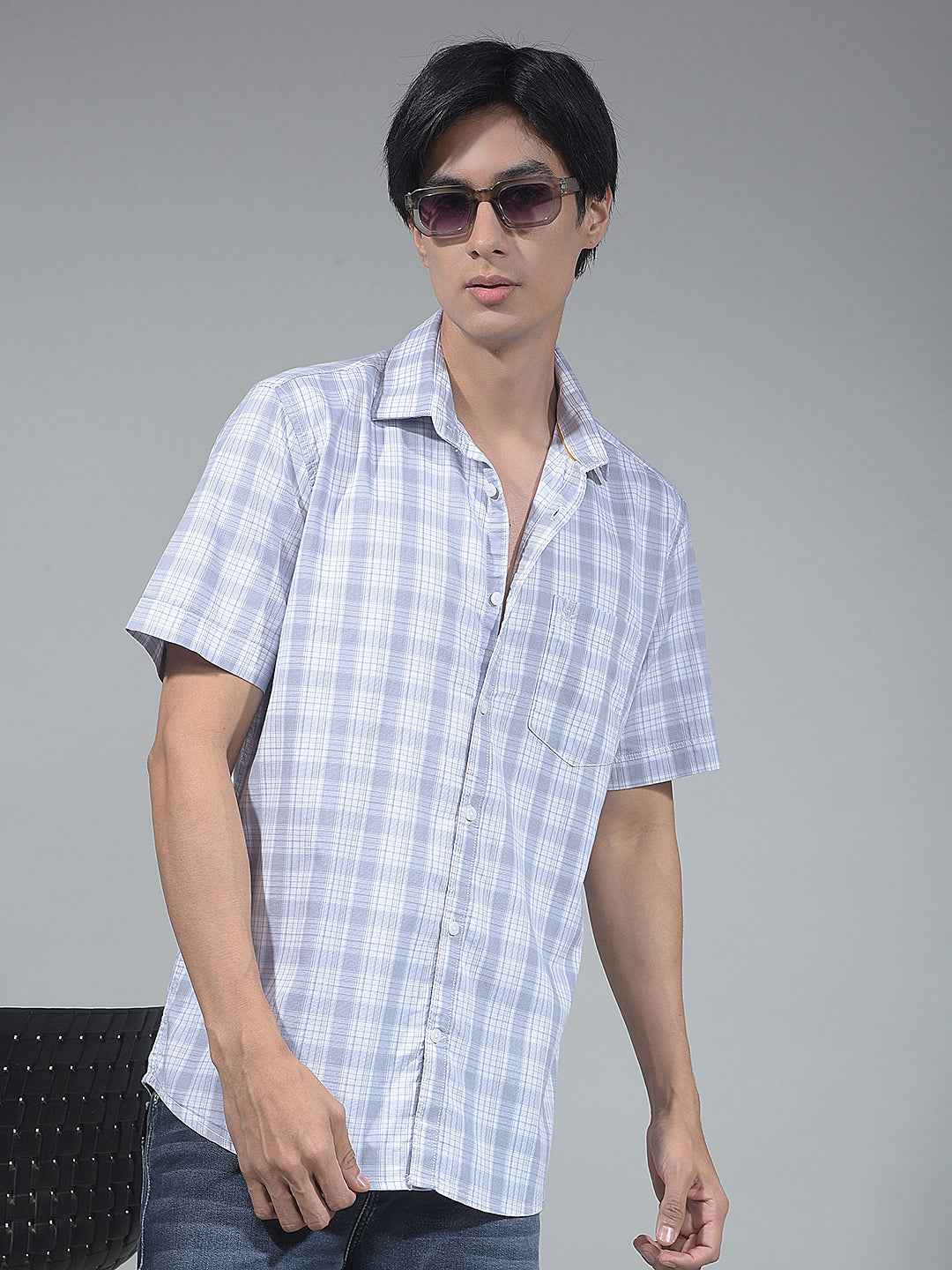 Grey Checked 100% Cotton Shirt