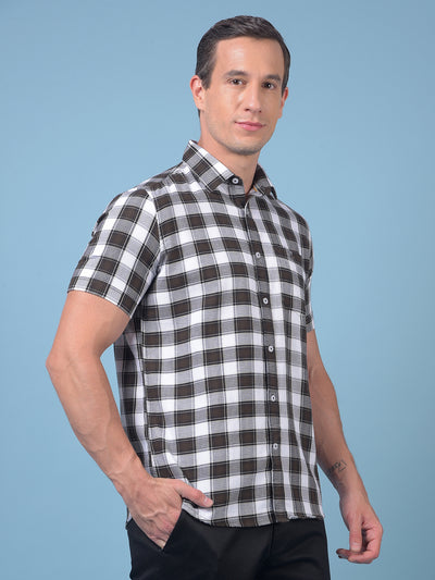 Olive Checked 100% Cotton Shirt