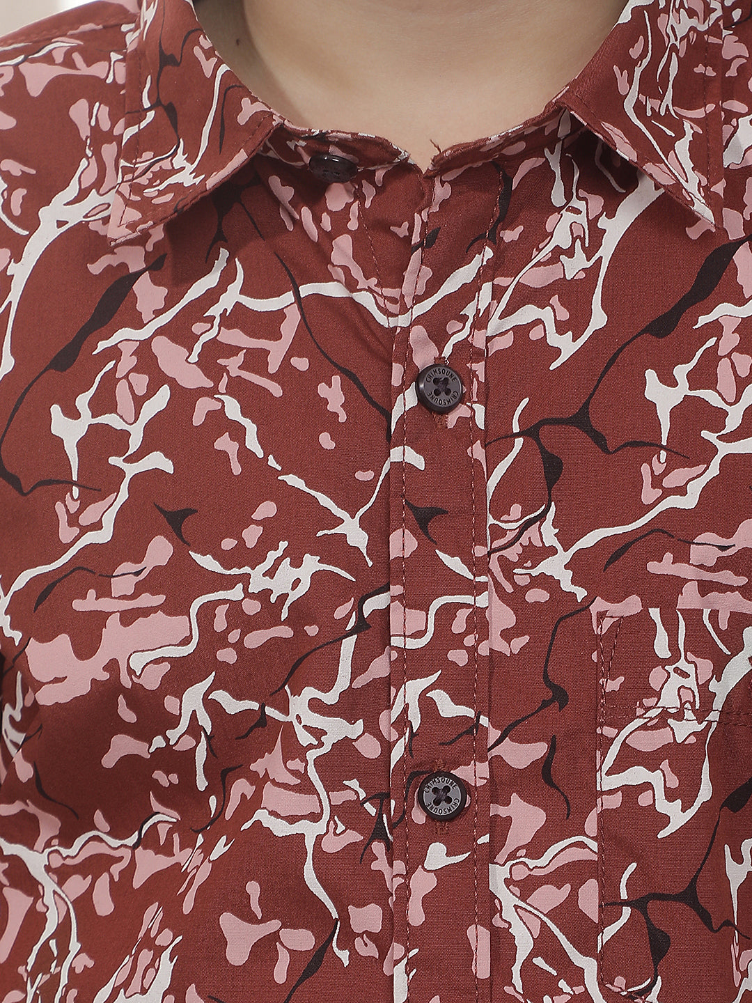 Dark Wine Graphic Print 100% Cotton Shirt