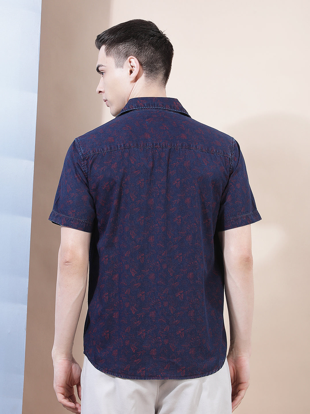 Wine Floral Print 100% Cotton Shirt