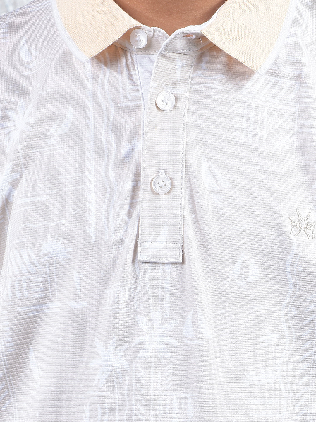 Peach Printed Polo Neck T-Shirt