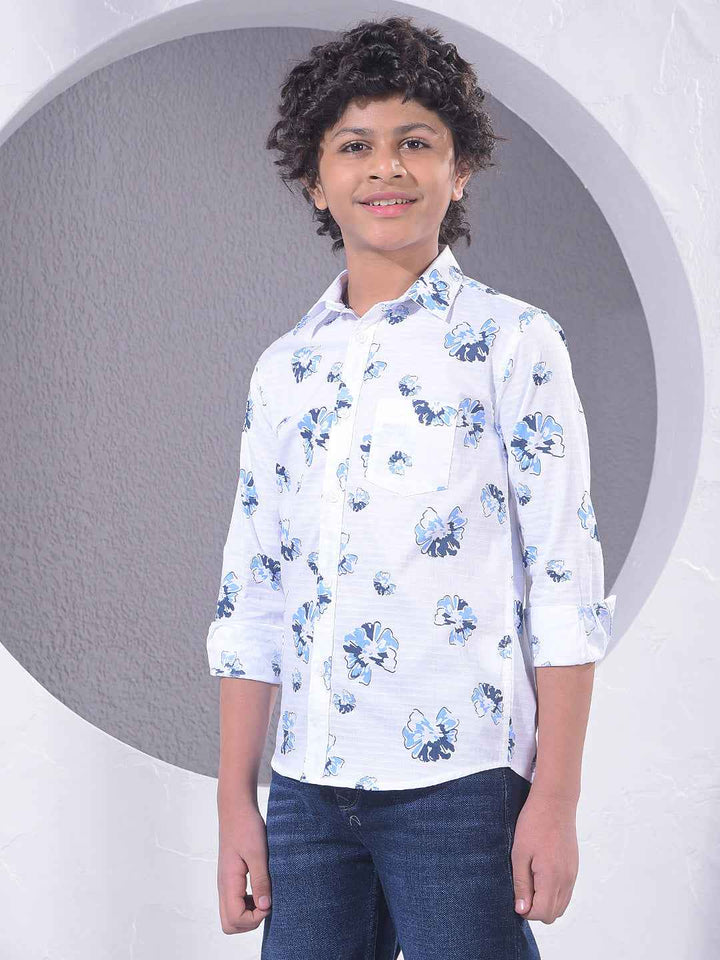 White Floral Print Shirt