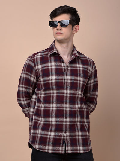 Maroon Checked 100% Cotton Shirt