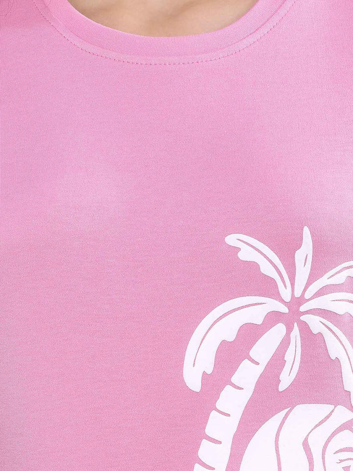 Pink Graphic Print Crop T-Shirt