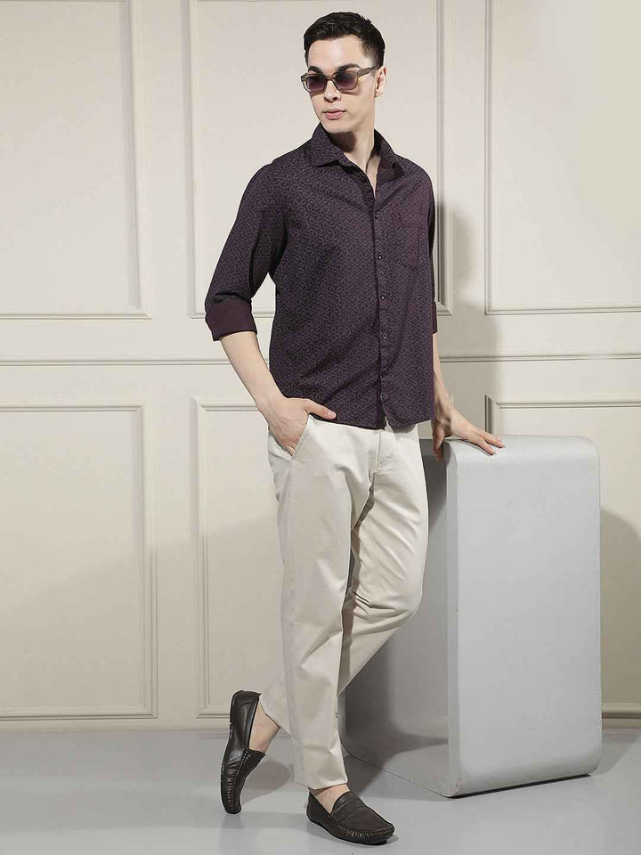 Linen Wine Graphic Print Shirt
