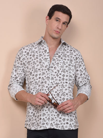 Grey Printed 100% Cotton Shirt