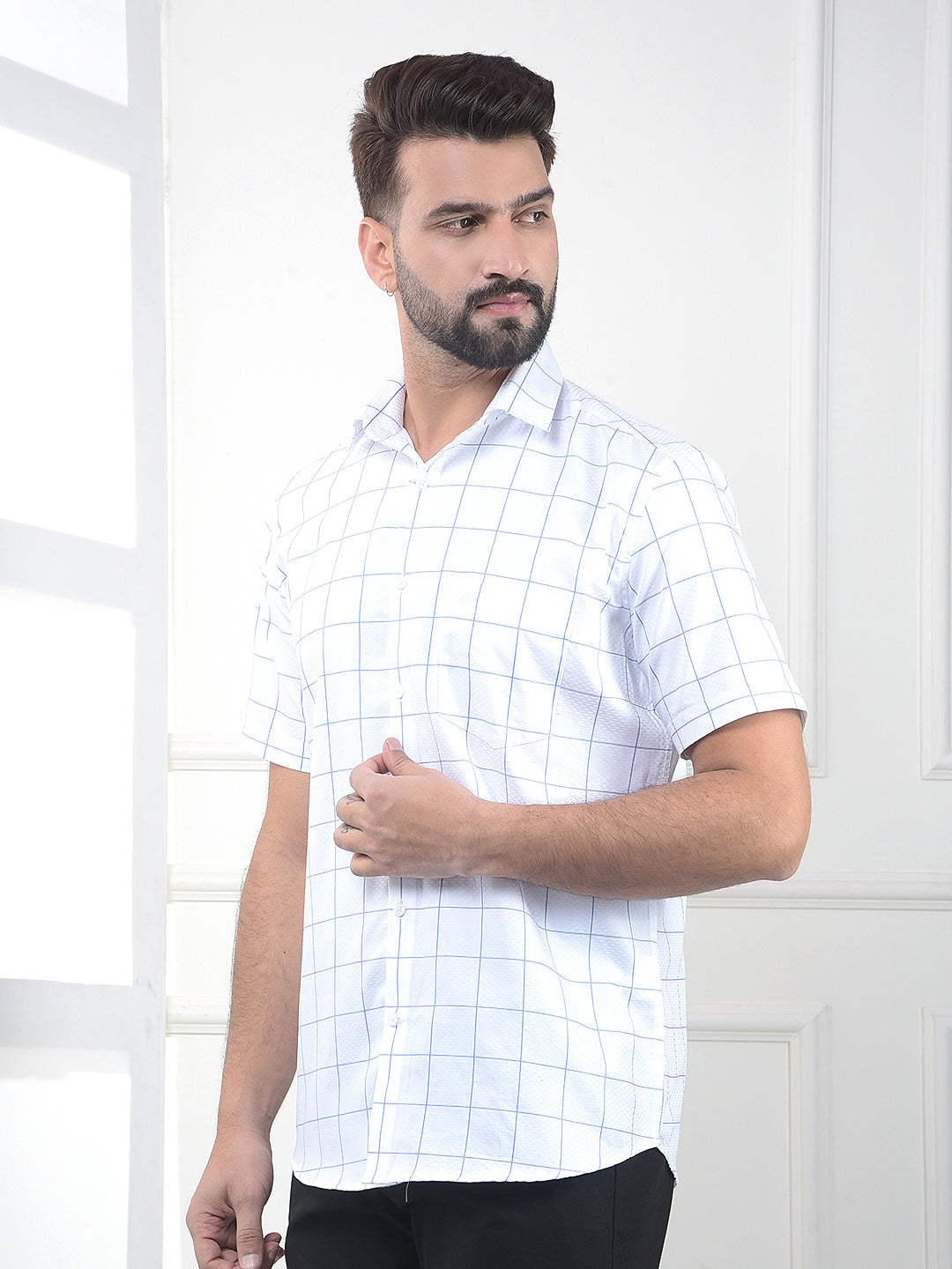 White Checked 100% Cotton Shirt