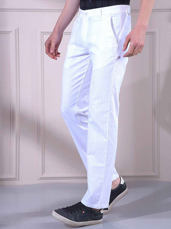White Vertical Stripes Trousers