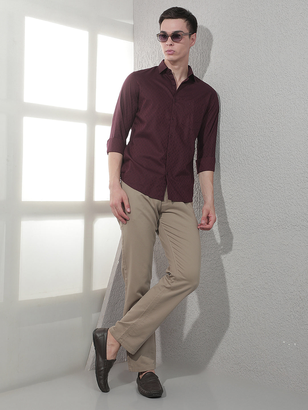 Maroon Abstract Print Shirt