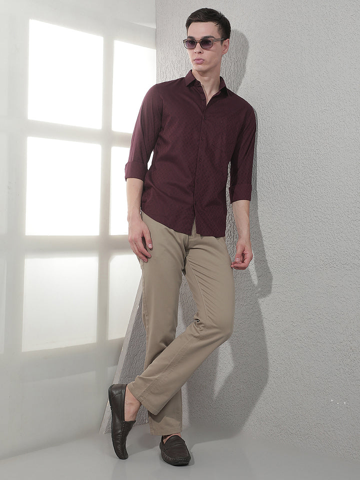 Maroon Abstract Print Shirt