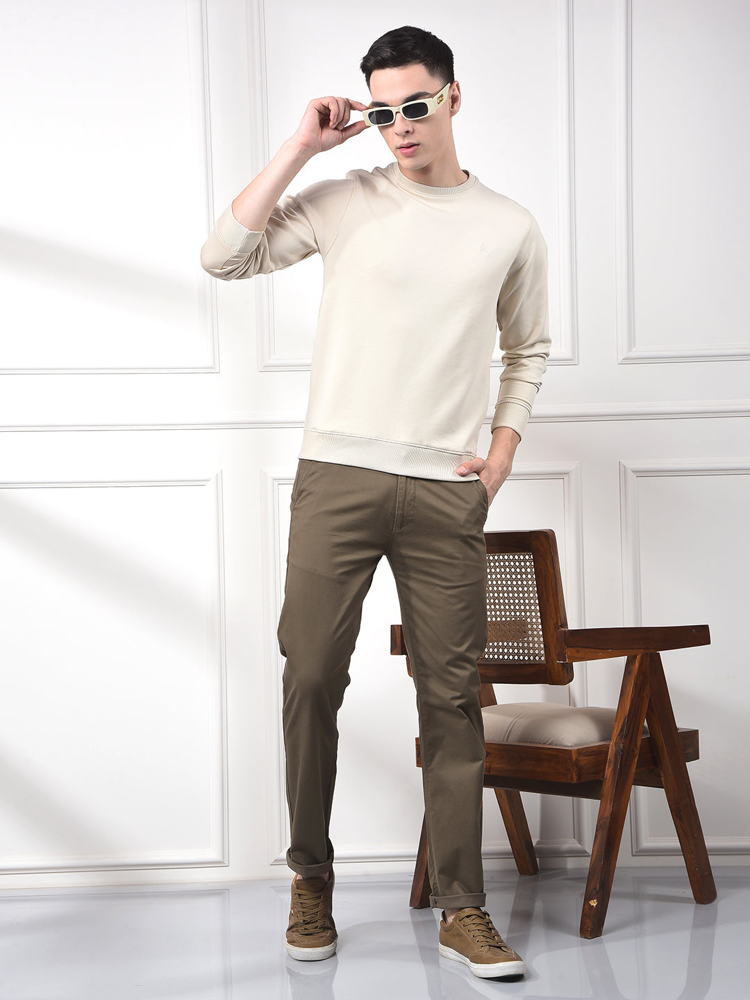 Beige Typographic Print Sweatshirt