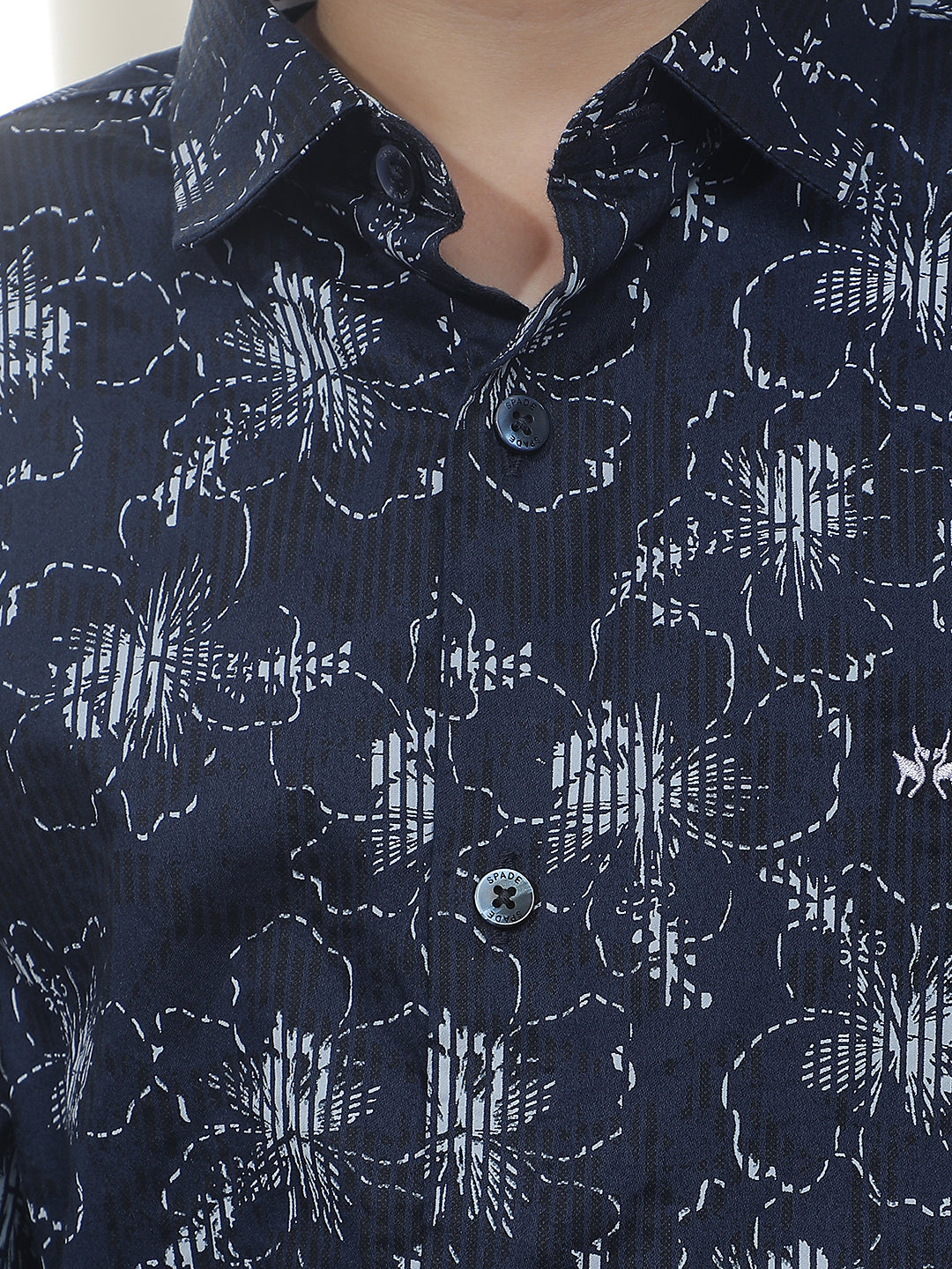 Blue Floral Print 100% Cotton Shirt