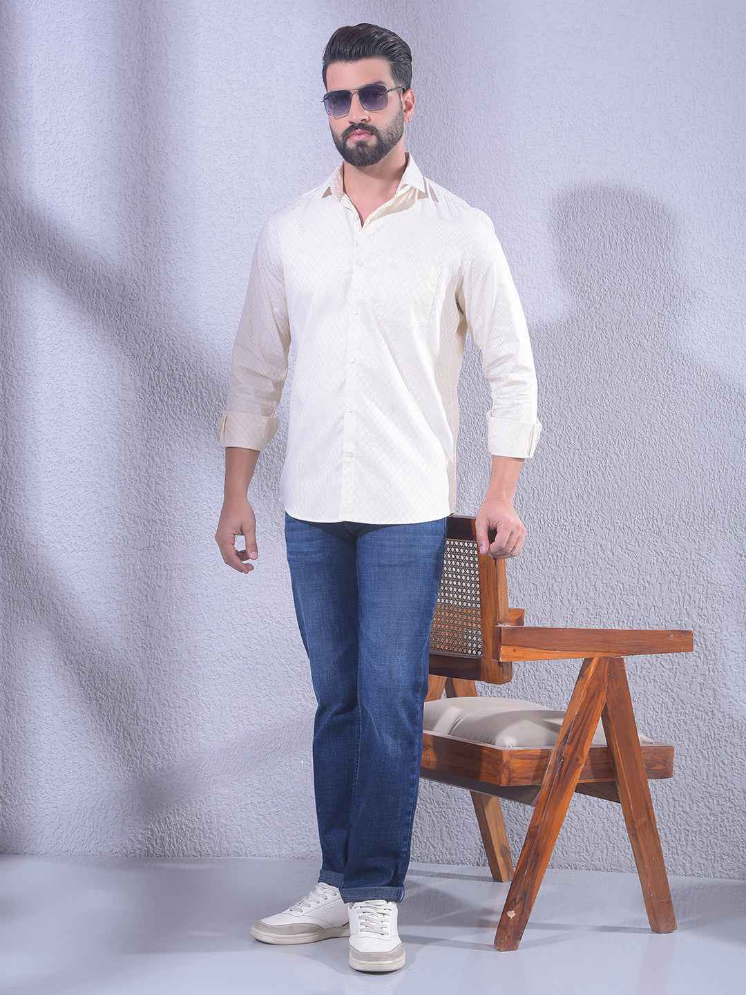 Yellow Printed 100% Cotton Shirt