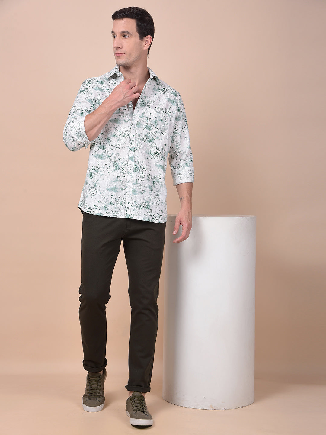 Sleek Silhouette Green Printed Shirt