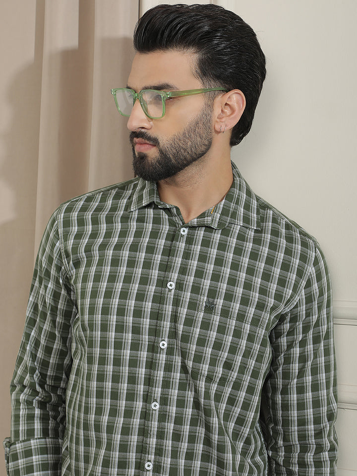 Green 100% Cotton Checked Shirt