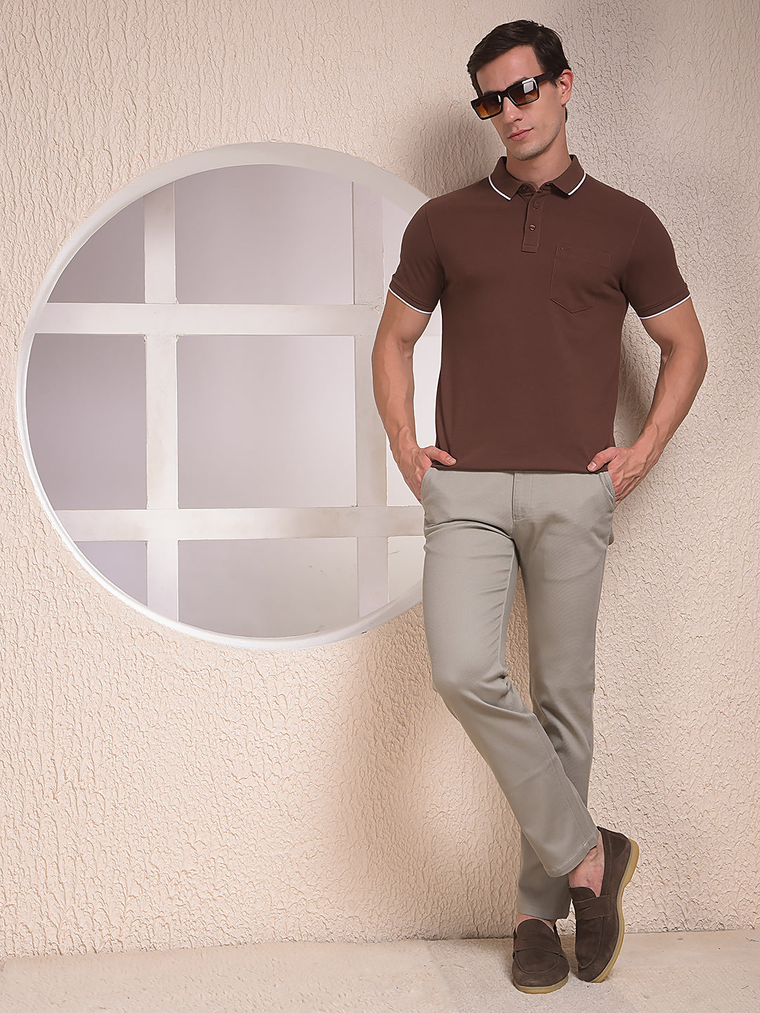 Brown Polo Neck T-Shirt