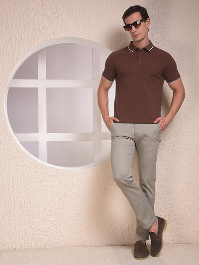 Brown Polo Neck T-Shirt