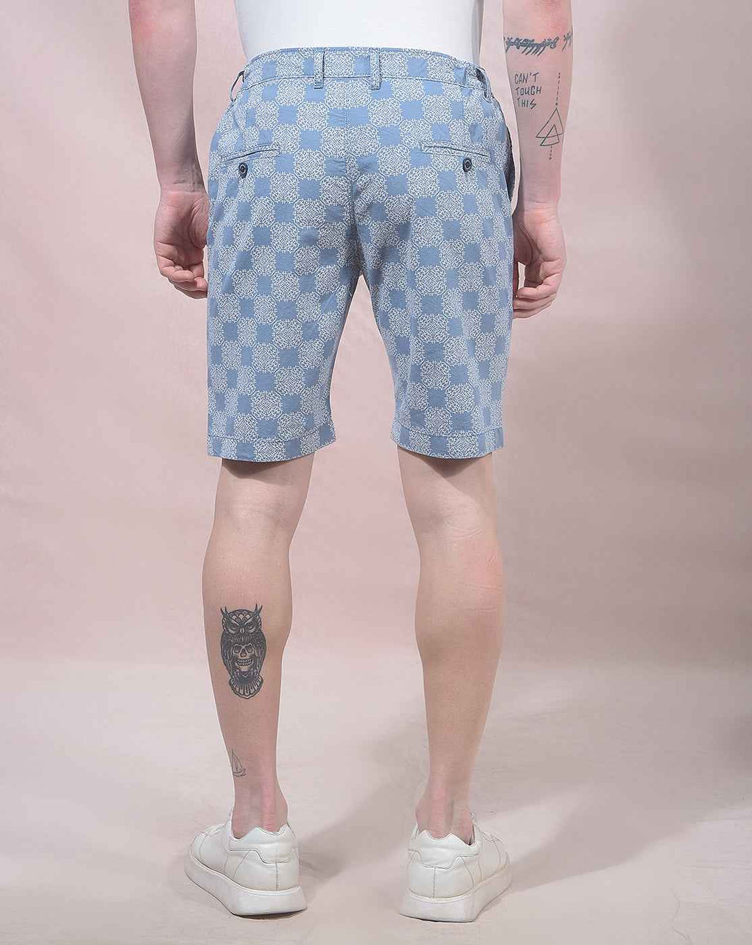 Floral Print Blue 100% Cotton Shorts