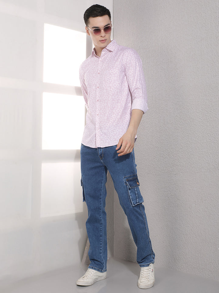Pink Floral Print Modal Shirt