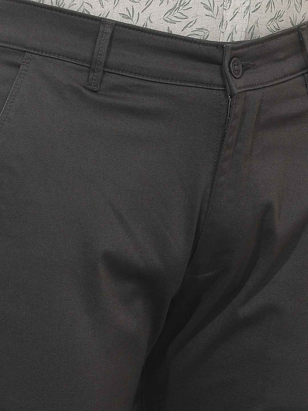 Grey Straight Cotton Trousers
