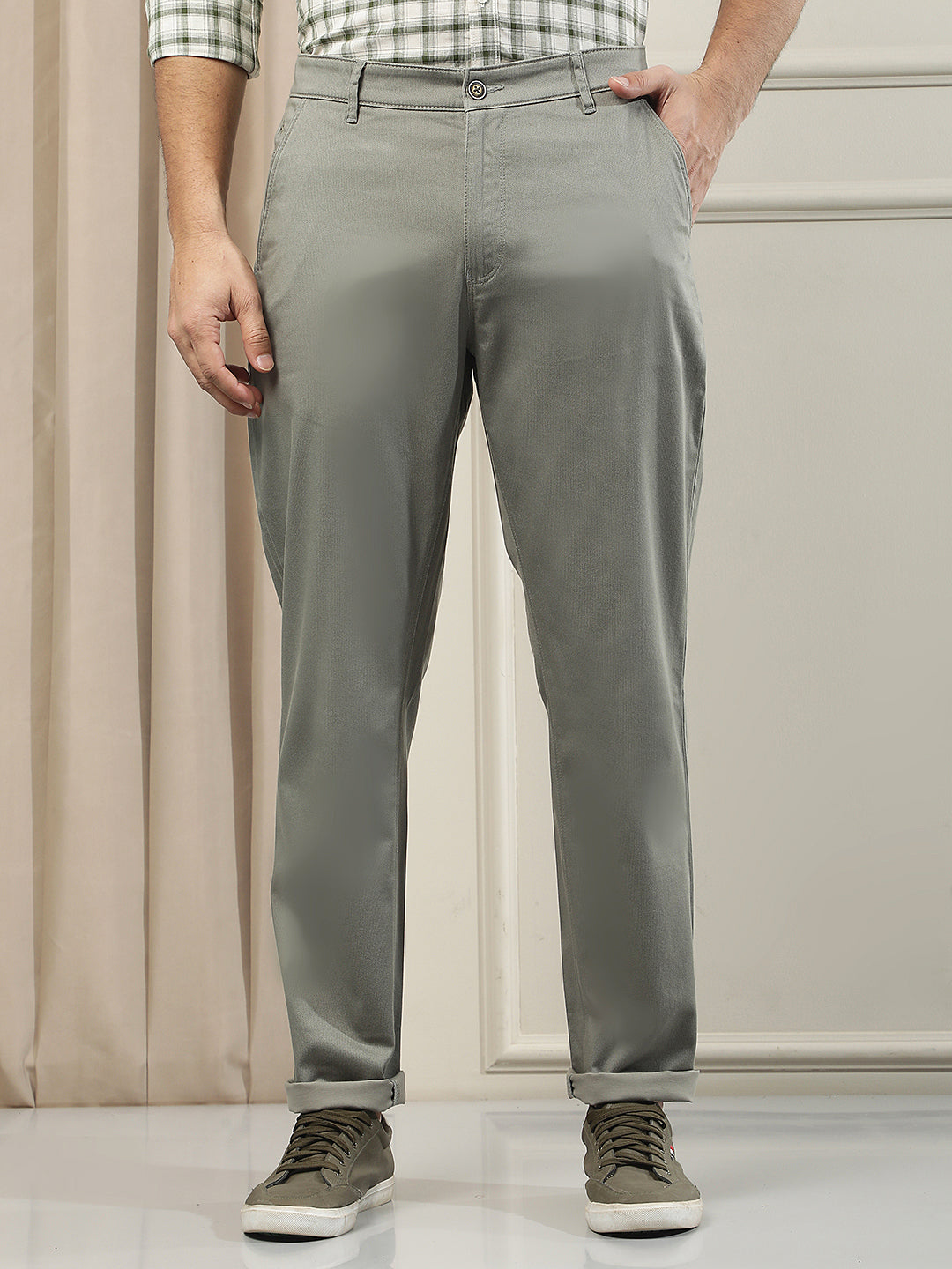 Sage Green Printed Trousers