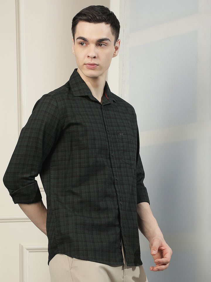 Green Checked 100% Cotton Shirt