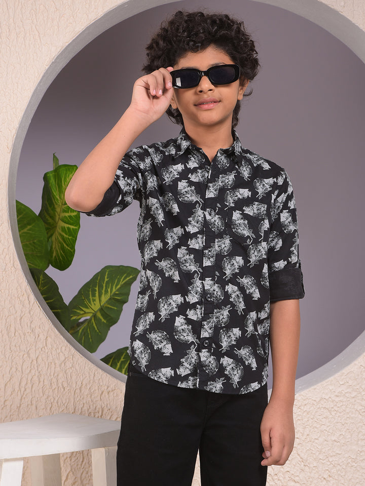 Black Floral Print Shirt