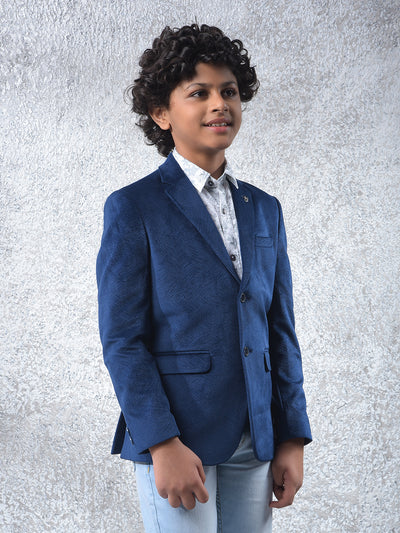 Blue Jacquard Single Breasted Blazer