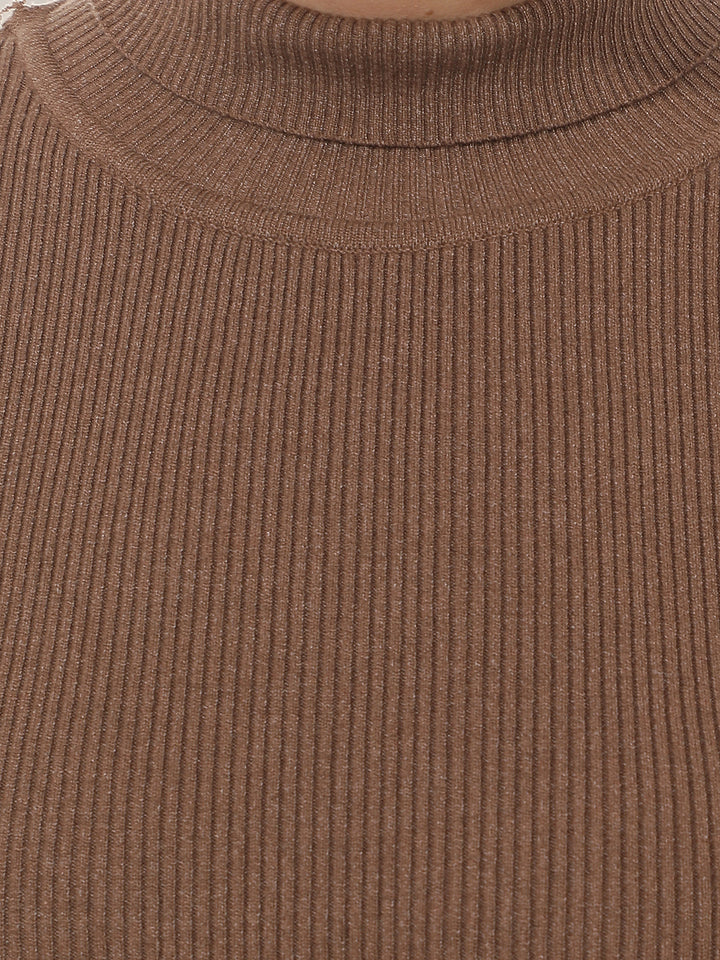 Brown High Neck Sweater