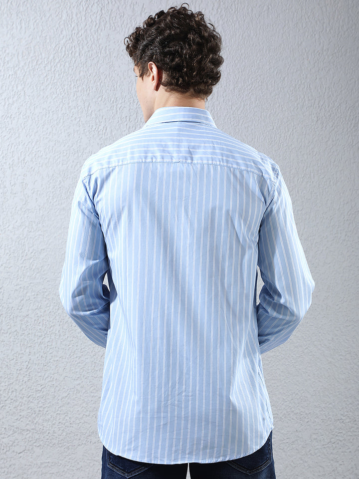 Blue Vertical Stripes 100% Cotton Shirt