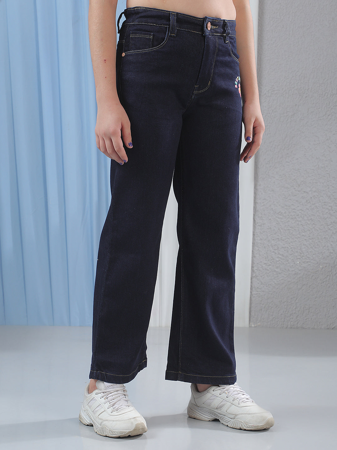 Blue Wide Leg Stretchable Jeans