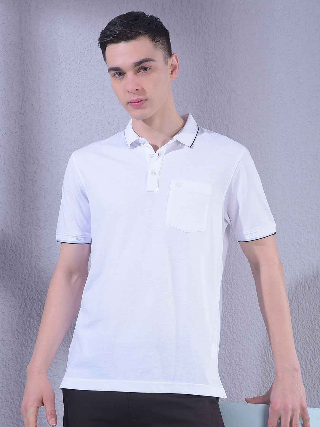 White Polo Neck T-Shirt